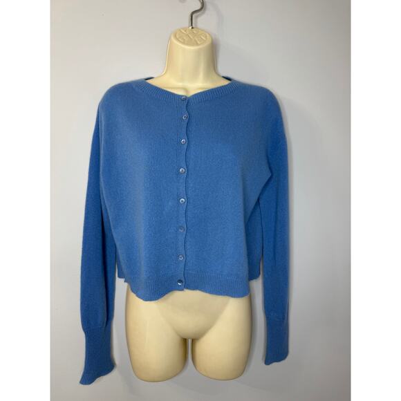 Dixie Cashmere Crop Cardigan Soft Casual Women's S Blue - Picture 8 of 11